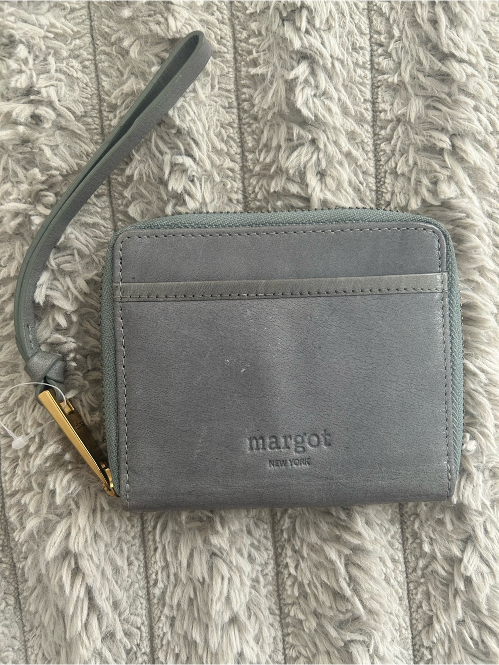 Margot New York Blue Gray Zip Around Wallet Wristlet